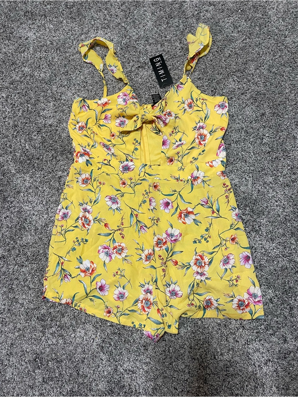Yellow Floral Tie-Front Romper